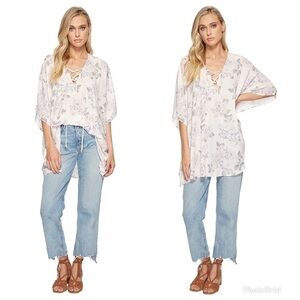 Show Me Your Mumu Peta Lace-Up Floral Tunic Top